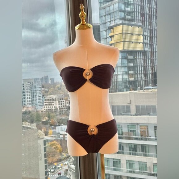 🆕 CHRISTOPHER ESBER 🧿 NWOT Brown Orbit Bikini Set - Sz US 4 / UK 8 - Picture 5 of 15